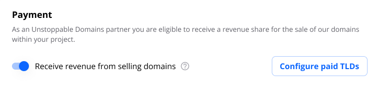 Enable Receive revenue from selling domains