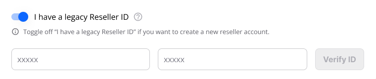 Enter your Reseller ID